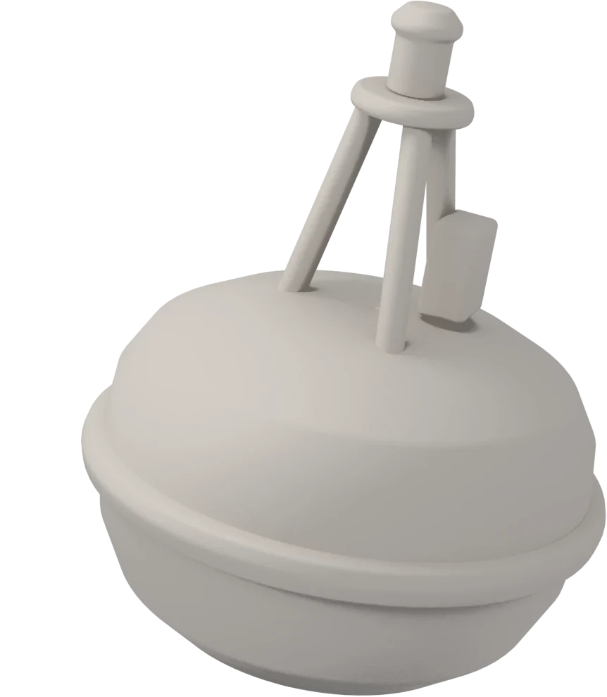 Clay model of an ocean buoy.